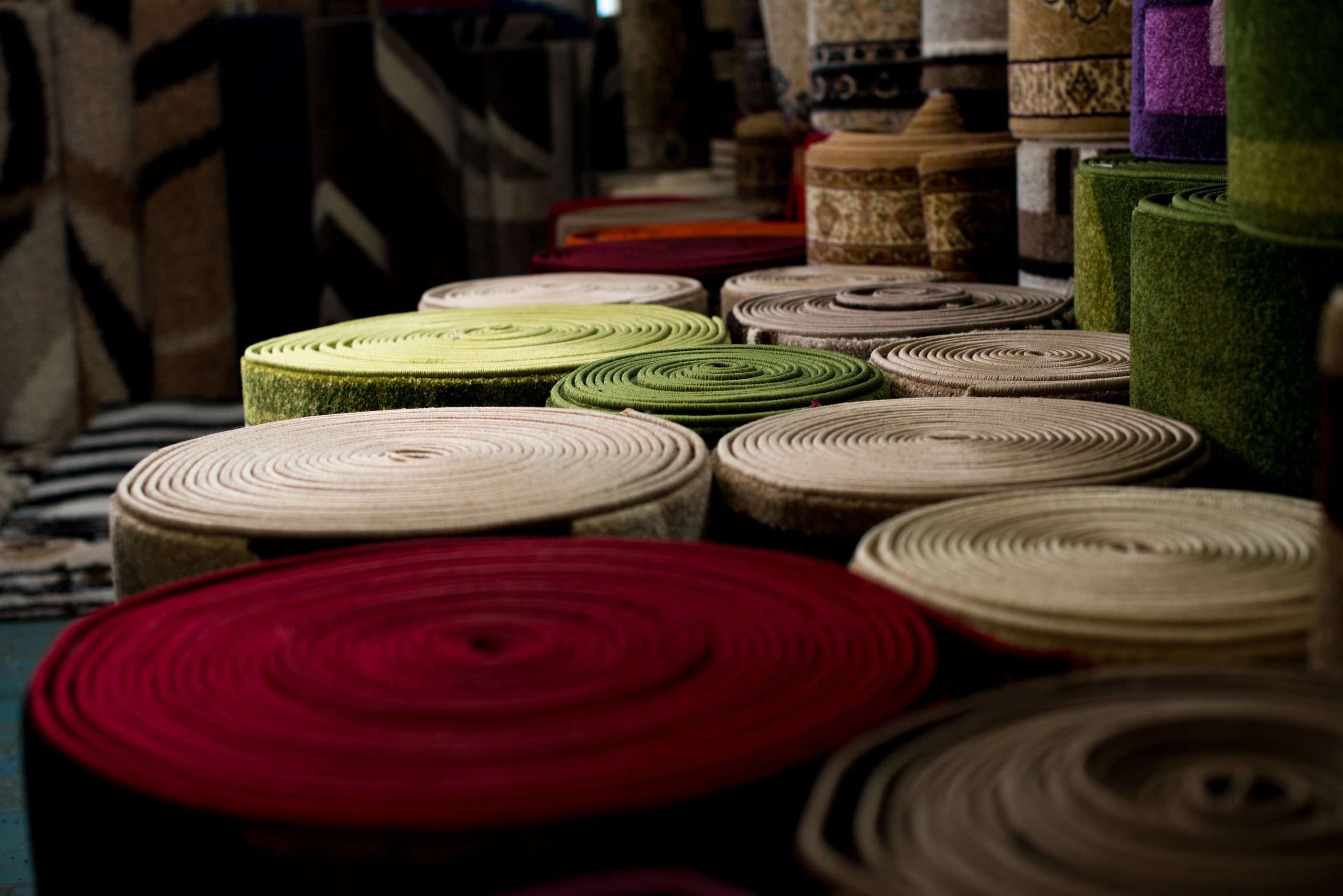 Rolled Rugs Inside A Rug Store